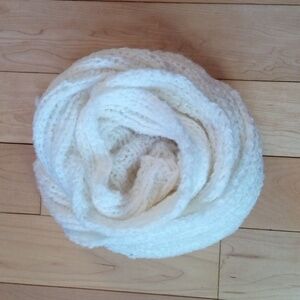 Hand crochet cream colored acrylic yarn scarf